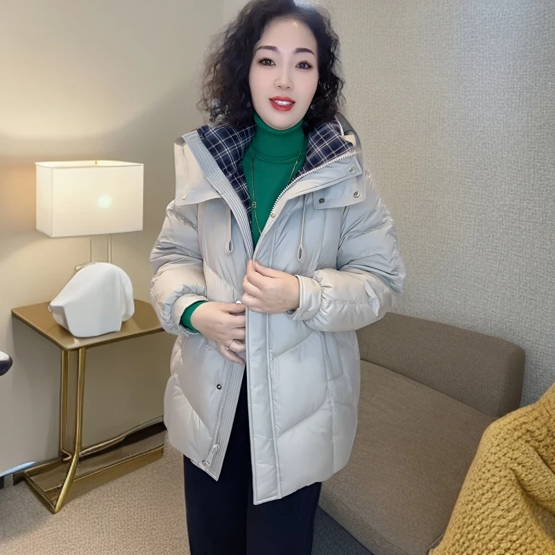 2188时一手长时尚休闲百搭连帽加厚保暖拼接羽绒服中长款