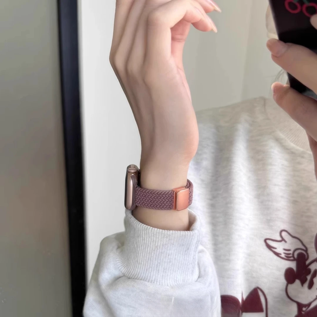 适用苹果手表iwatchs11s10表带编织磁吸扣小蛮腰applewatch腕带s9