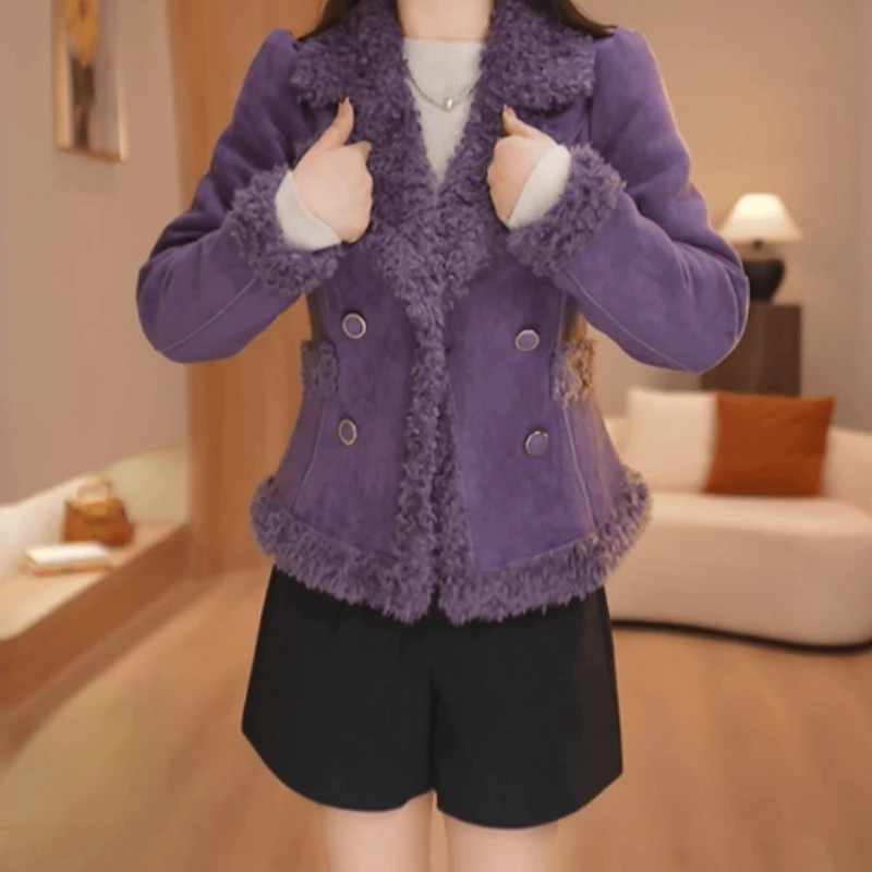 B795【短外套】2025冬季新款时尚加绒保暖收腰显瘦洋气休闲短外套