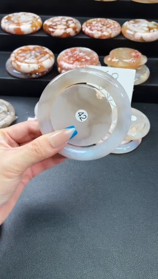 手镯玛瑙/玉髓未镶嵌石英质玉57圈55/56/57带(赠送镯心)