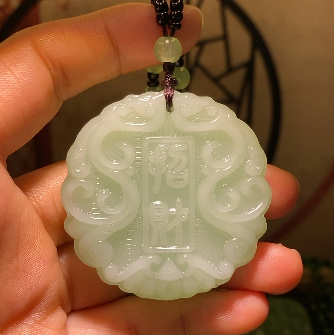 时尚百搭款浅绿色双面平安扣男女同款