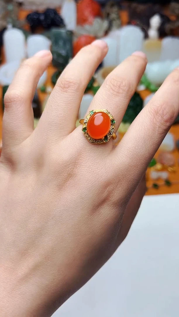 【闪购商品】南红玛瑙戒指银S925镶嵌戒指