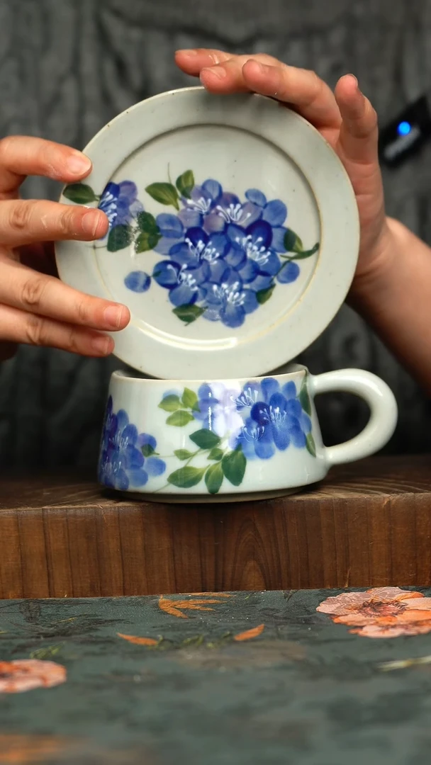 杯釉下彩手工手绘同款陶器