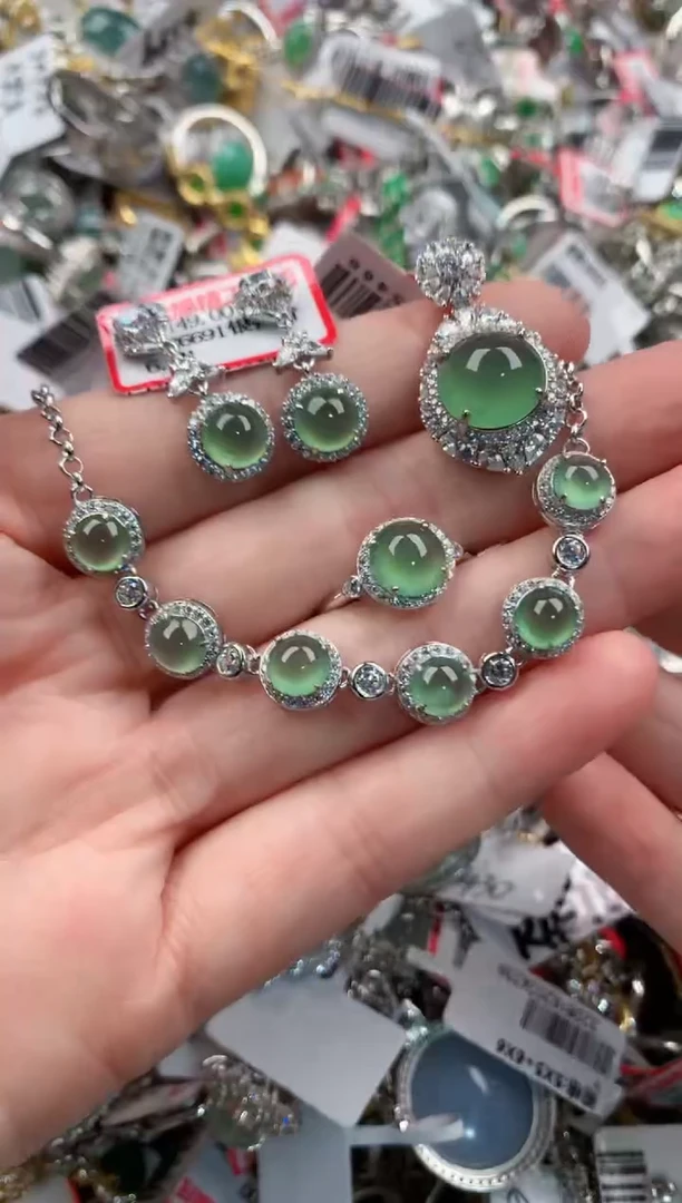 银S925镶嵌戒指翡翠444----10