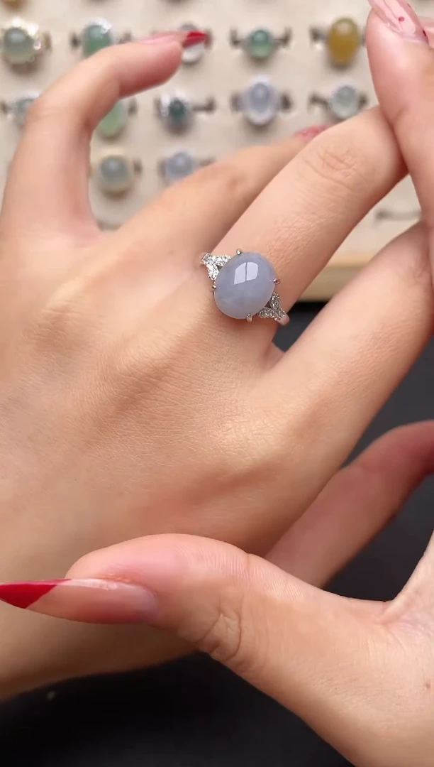 【闪购商品】翡翠戒指银S925镶嵌一物一证一礼盒