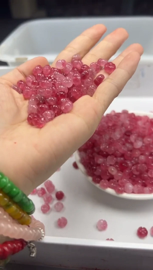 玛瑙/玉髓颈饰未镶嵌w2861桃花玉五瓣花8mm*10颗