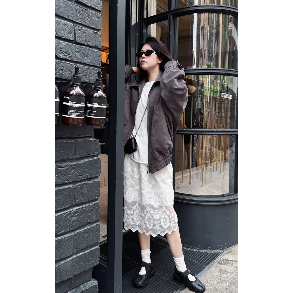 LA CALLA麂皮绒夹克翻领拉链外套OY51-2070