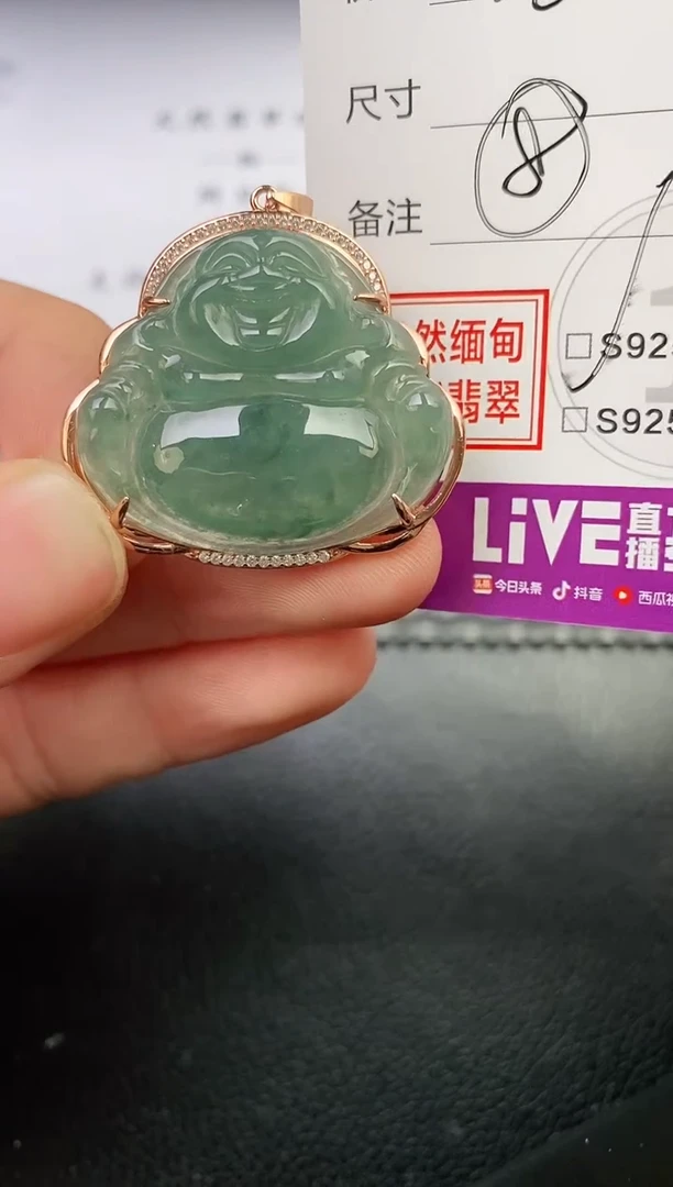 颈饰银S925镶嵌翡翠刘*挂件