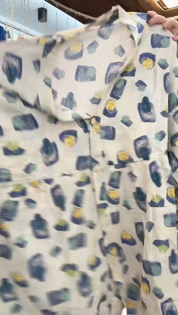 蓝色方形印花 长袖长裤 XL