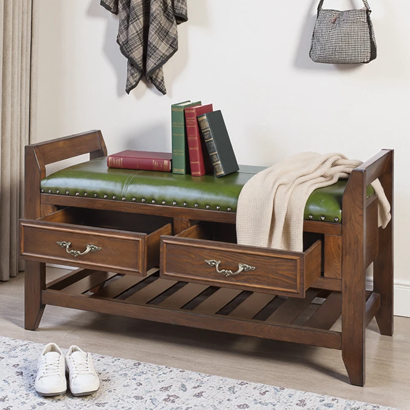 原木色多颜色绿色家用凳玄关电视沙发穿鞋凳轻奢简约