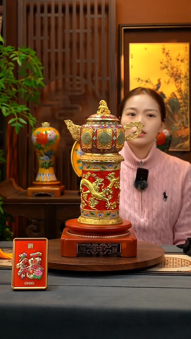 景泰蓝景泰蓝镶玉   中华龙柱