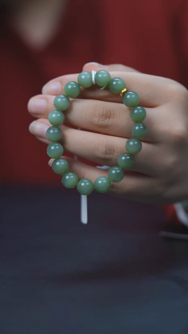 未镶嵌手串和田玉HI80029粉青猫眼手串