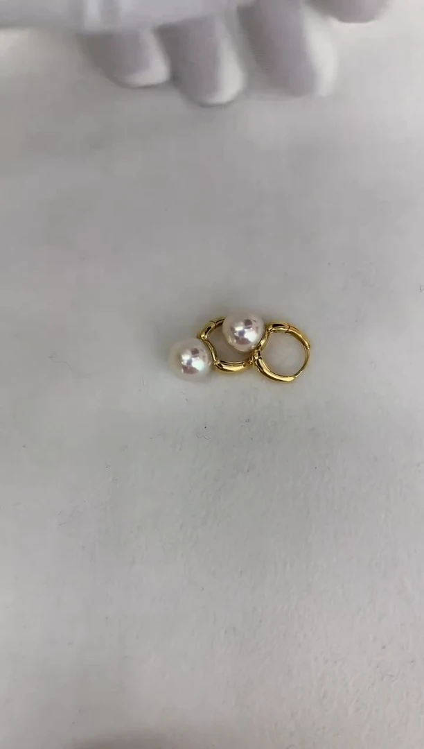 【闪购商品】海水珍珠耳饰18K金镶嵌耳扣8.5-9