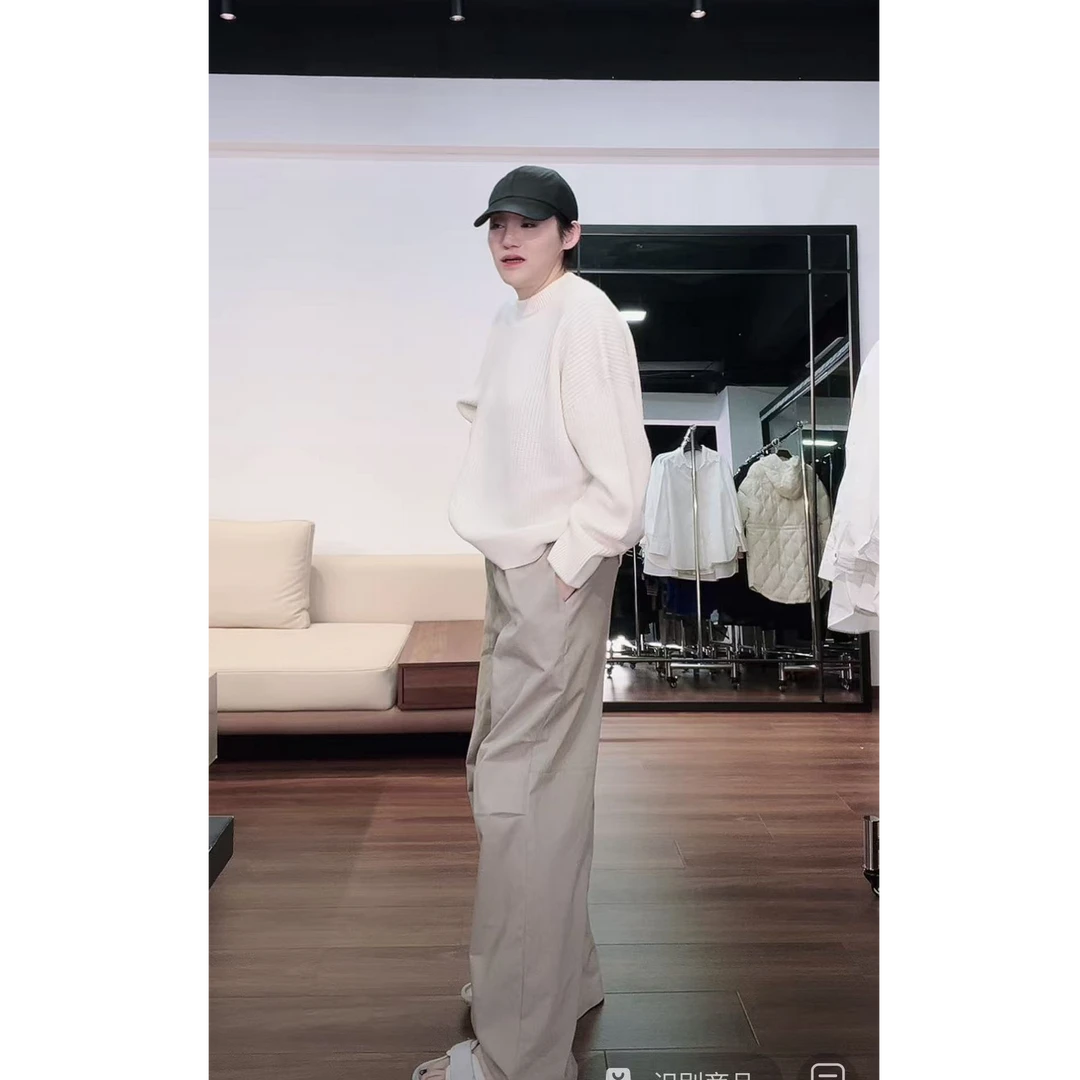 大王裤 中腰 宽松 双色长裤直筒裤 K0792