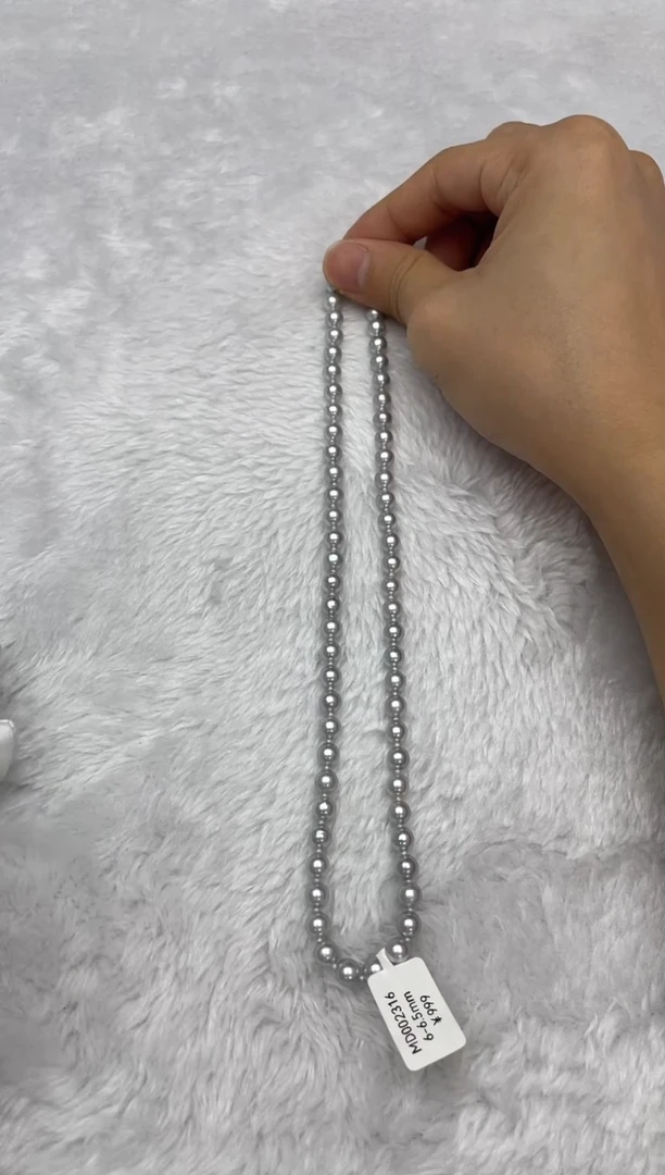 项链银S925镶嵌海水珍珠AK真多麻6-6.5mm