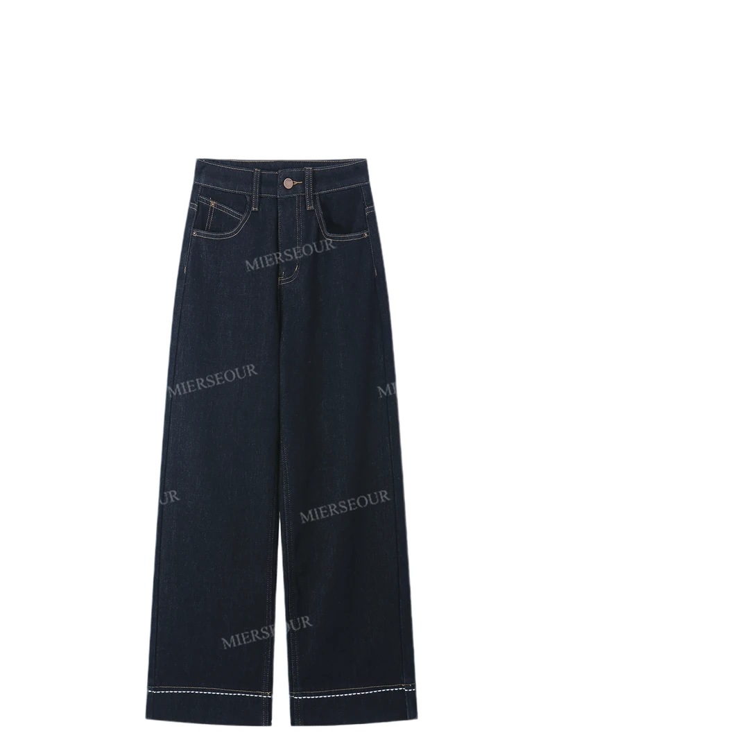 【封后轻奢设计】2024秋冬新款复古风阔腿加厚牛仔裤588792