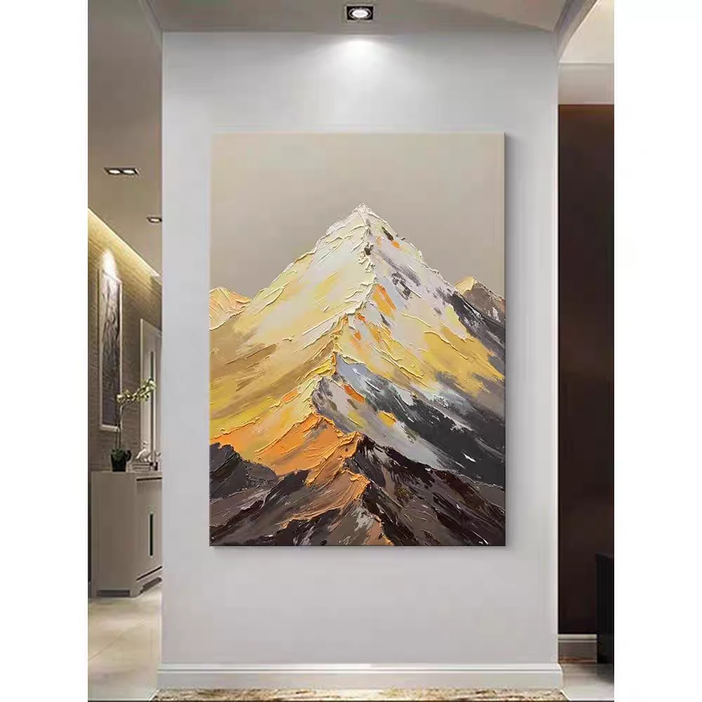 《背有靠山》奶油风客厅背景墙装饰画小众设计肌理感入户玄关挂画
