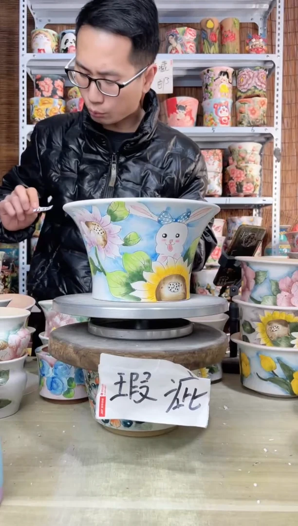 【闪购商品】摆件046陶花岛多肉陶瓷花盆罐——微瑕