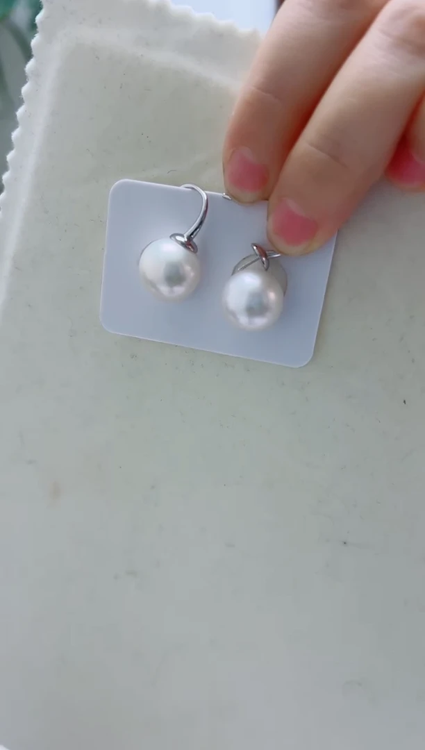 银S925镶嵌耳饰淡水珍珠Z**K13-14高跟鞋新