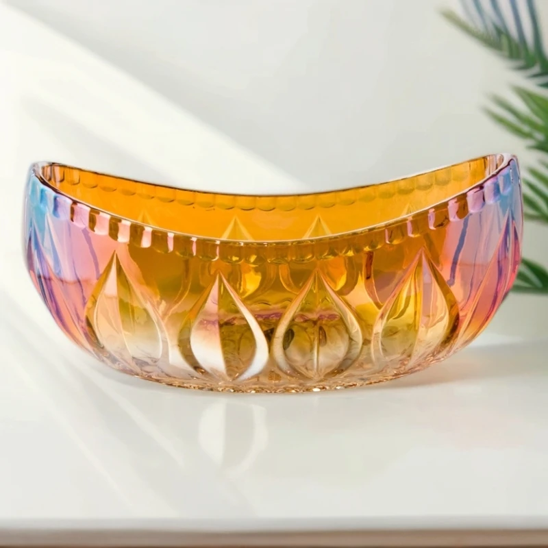 【奇居铜饰】轻奢酒红色电镀工艺水滴花船型果盘#71-681026