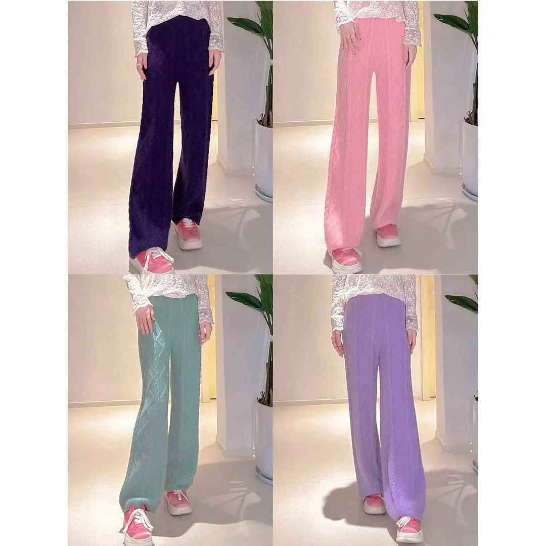 兔绒麻花纹直筒裤