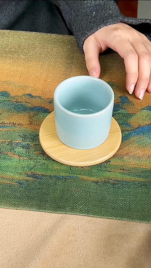 杯子瓷孙现锋 仿古天青釉 扳指杯