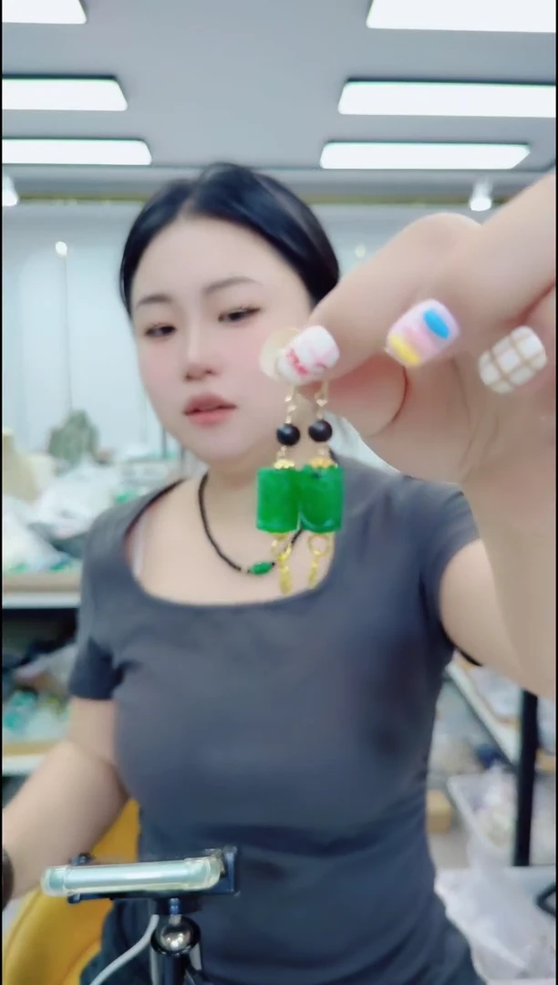 玛瑙/玉髓颈饰合金1283绿耳坠