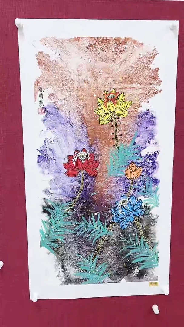 【闪购商品】绘画杨风顺绘画4.5平尺花鸟银奖紫袍作品