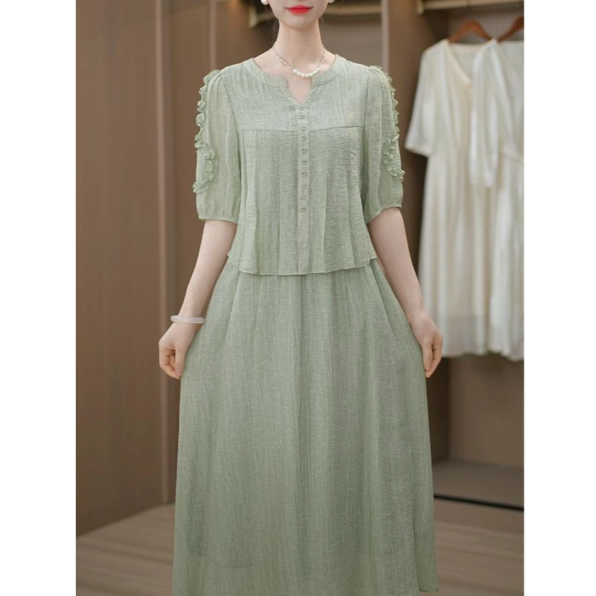 2025新款优雅百搭时尚修身显瘦简约气质连衣裙法式夏季宽松