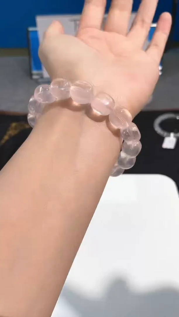 水晶手链未镶嵌156号粉水糖豆款10mm