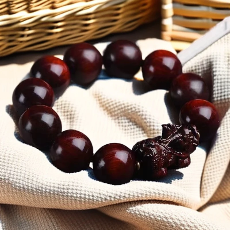 紫檀木貔貅手串高油高密2.0男士佛珠招财沉水级高密度貔貅手链