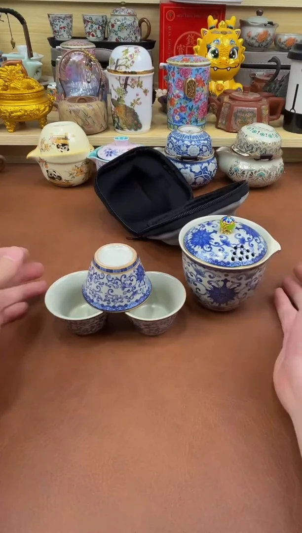 陶瓷茶具摆件旅行套组
