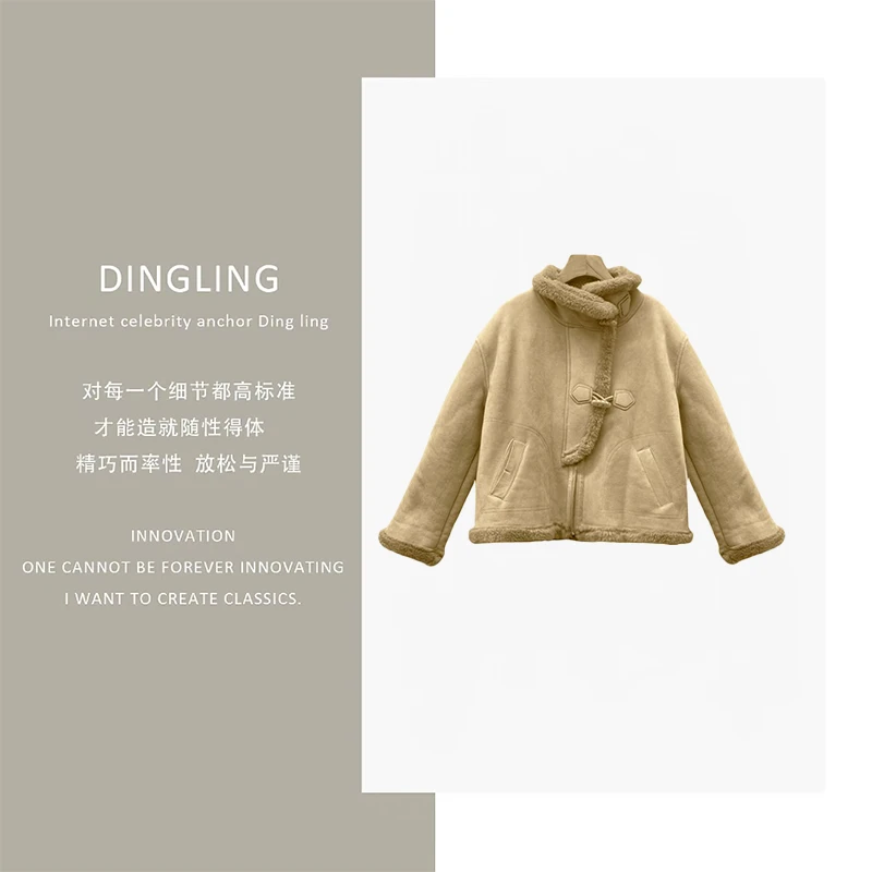 【四季青丁玲轻奢】Liixu休闲时尚保暖短款加绒韩国机车小外套女