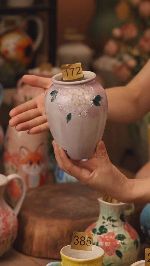 陶瓷172景德镇设计师手作花器摆件侘寂风