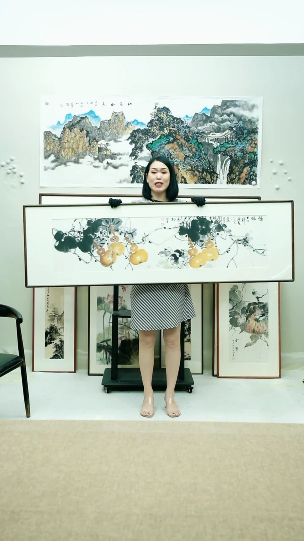 国画财*173*53李法良手绘花鸟带框