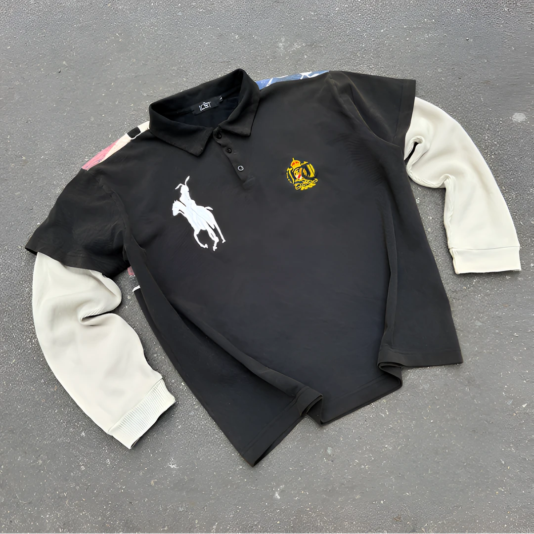 LOST TAG兔女郎复古做旧假两件华夫格衬衫