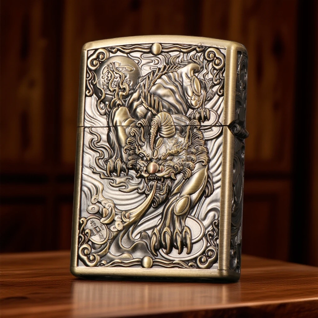 盔甲浮雕青铜招财貔貅打火机{裸机}