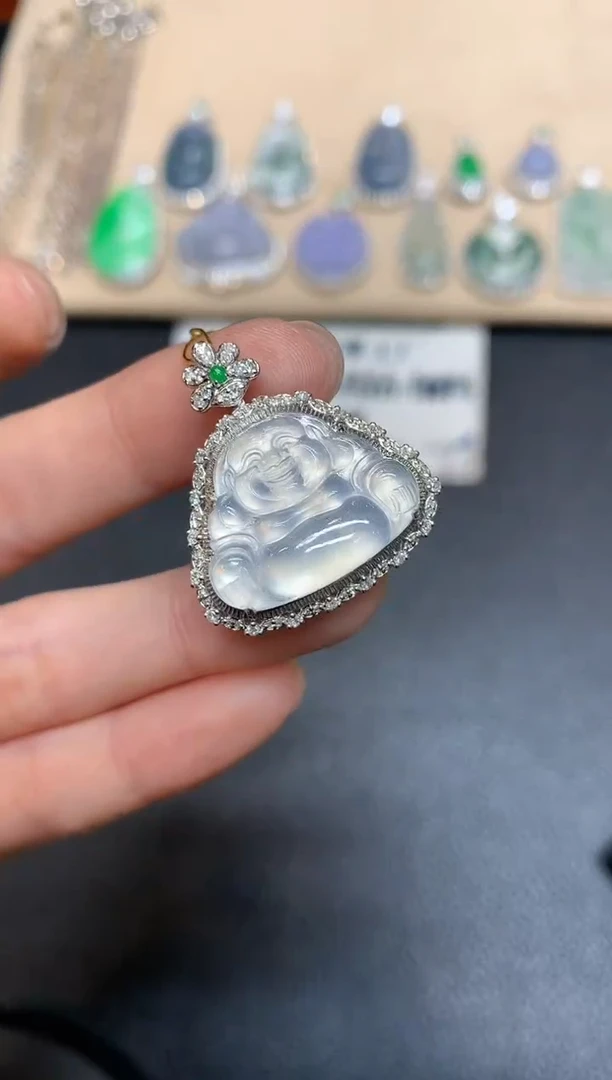 【闪购商品】翡翠吊坠(不含链)18K金镶嵌佛公【无服务费