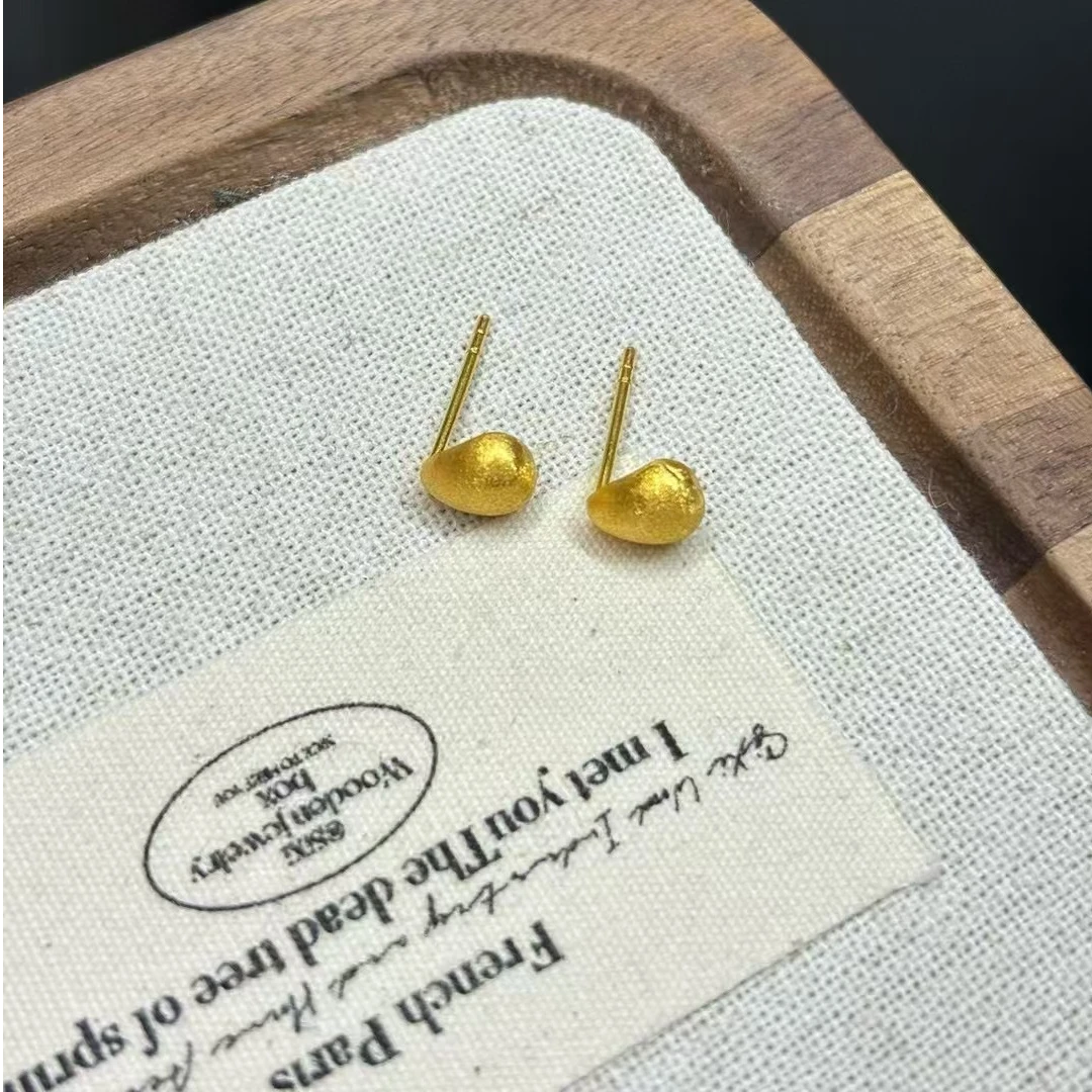 【亿诺黄金】足金999高尔夫球面拉丝耳钉