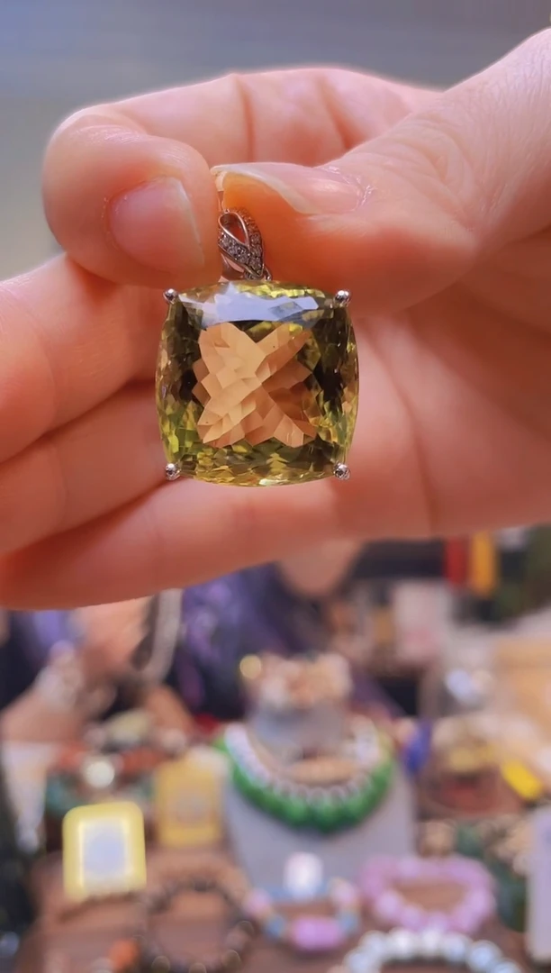 银S925镶嵌摆件水晶紫黄晶吊坠