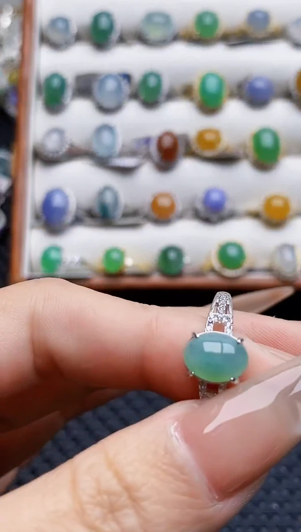 银S925镶嵌戒指翡翠5566