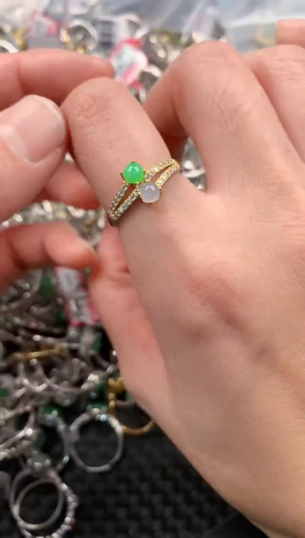 银S925镶嵌戒指翡翠444   8