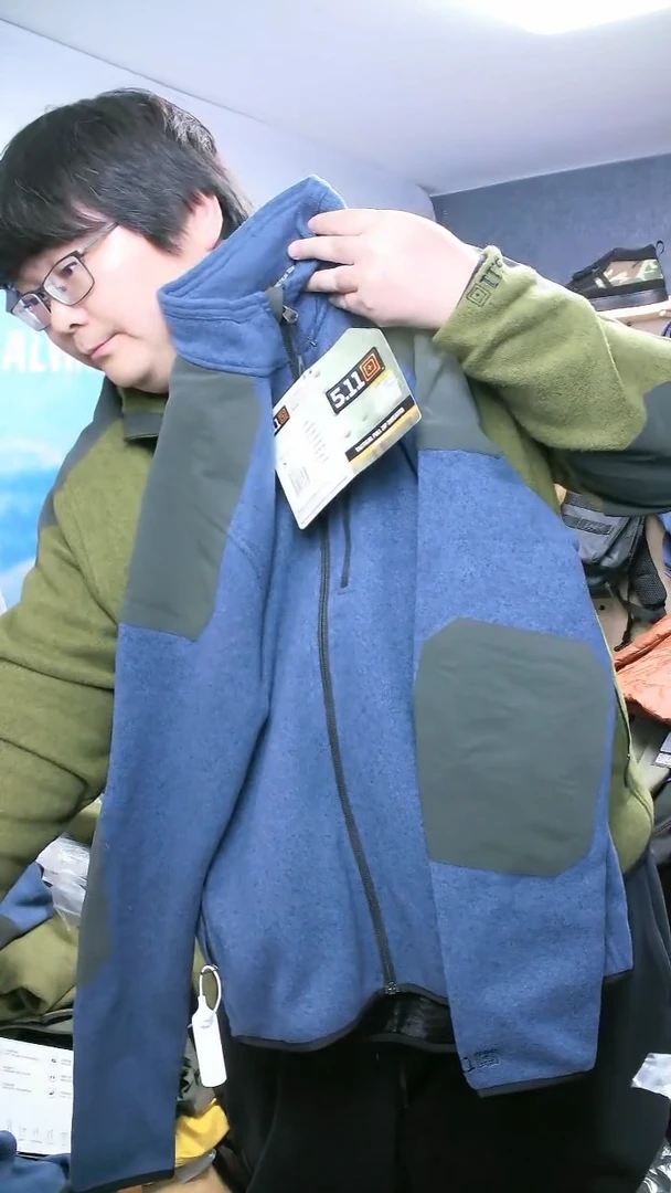 聚酯纤维72407瑕疵全拉链抓绒衣S蓝色