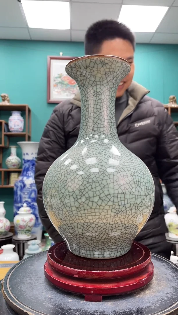 摆件开片赏瓶陶瓷摆件