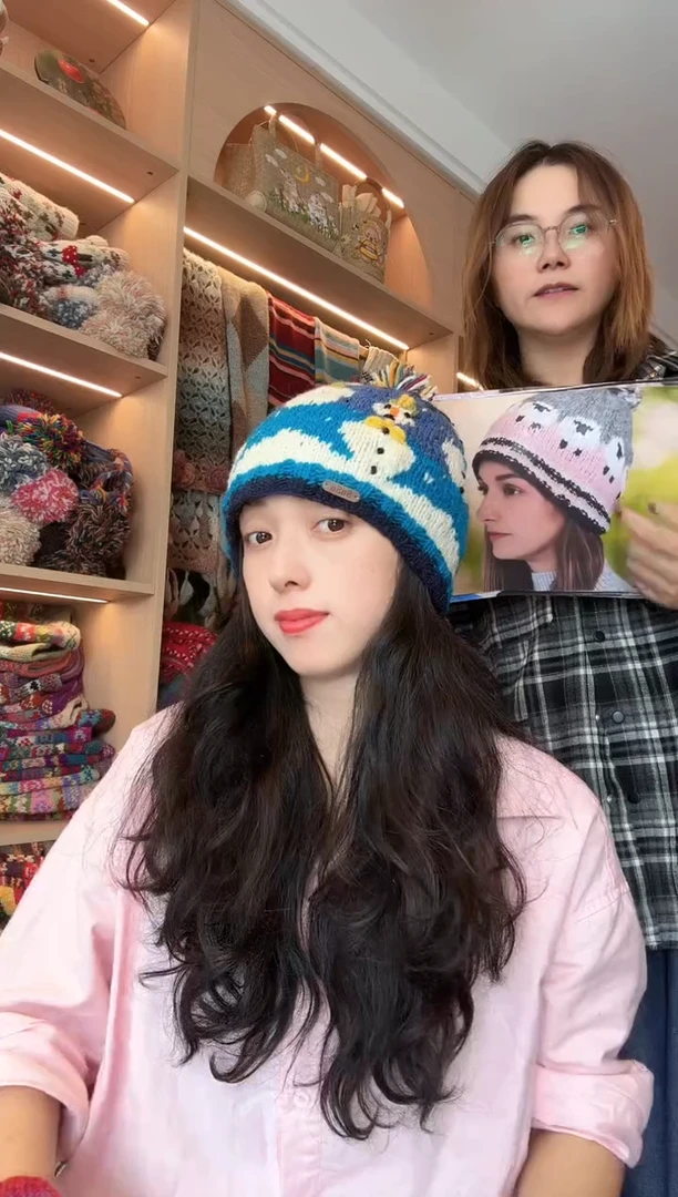羊毛像素雪人单球帽