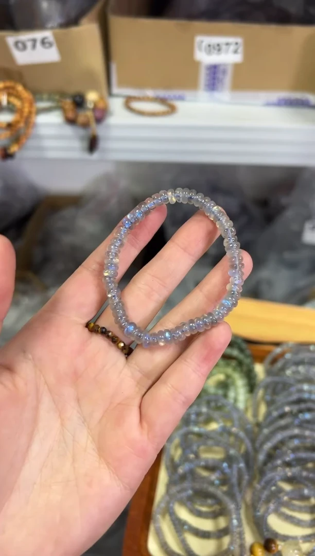 【闪购商品】月光石手链未镶嵌灰月光精工药片蝶珠手串