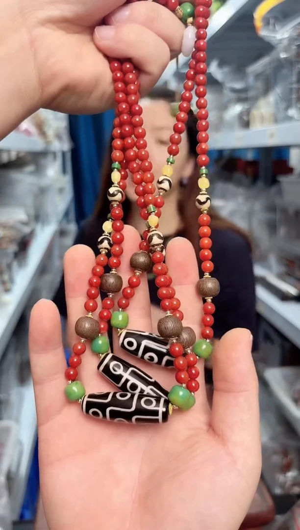 玛瑙/玉髓链子合金红玛瑙九眼链子一条