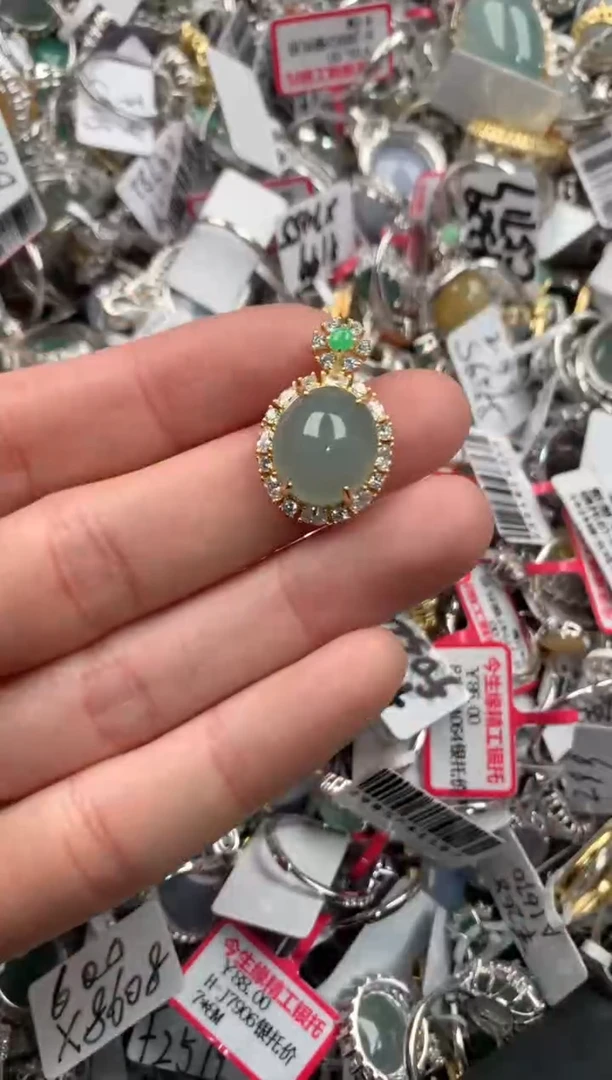 银S925镶嵌戒指翡翠666   10