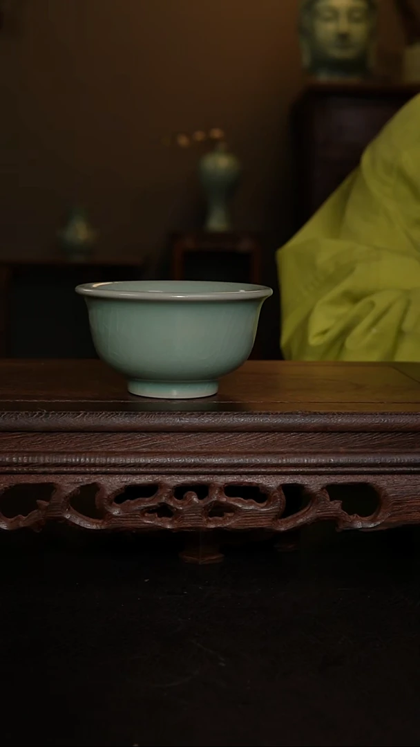 摆件仿古手工军绿压手杯
