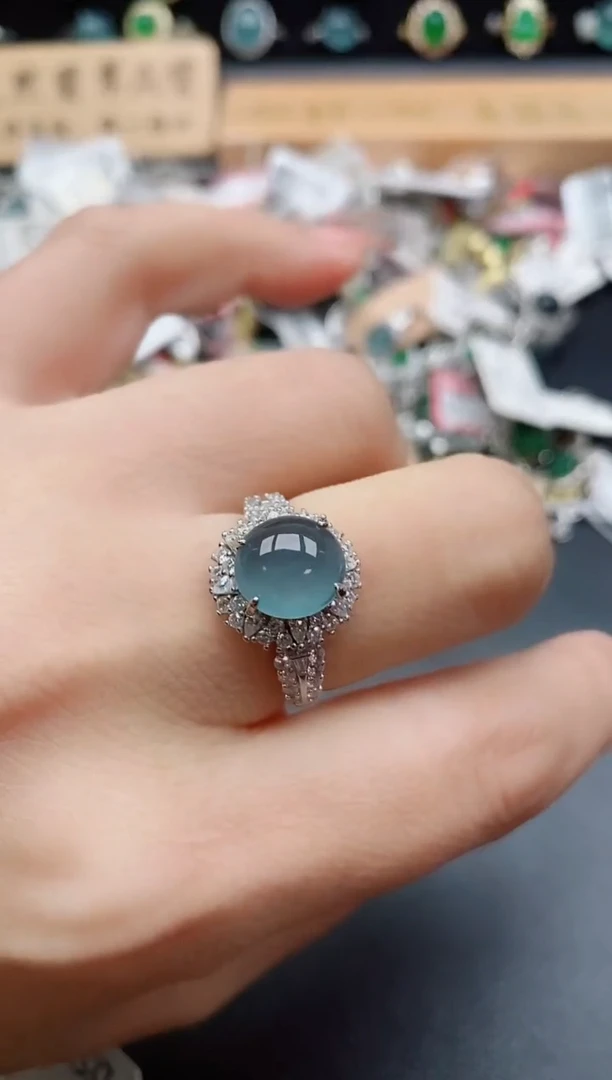 银S925镶嵌戒指翡翠1